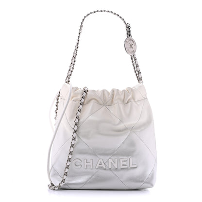 Chanel Metallic Shaded Calfskin Quilted Mini Chanel 22 White Silver 1 of 11