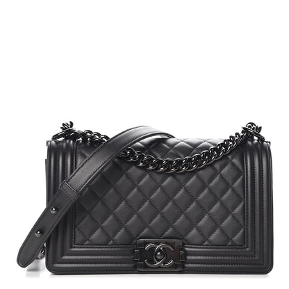 Chanel Calfskin Quilted Medium Boy Flap So Black 1 of 8