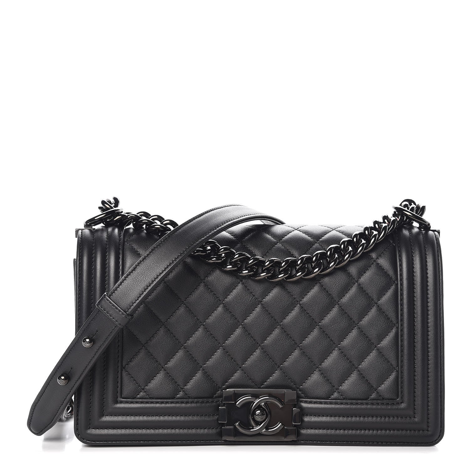 Chanel Calfskin Quilted Medium Boy Flap So Black 1 of 10