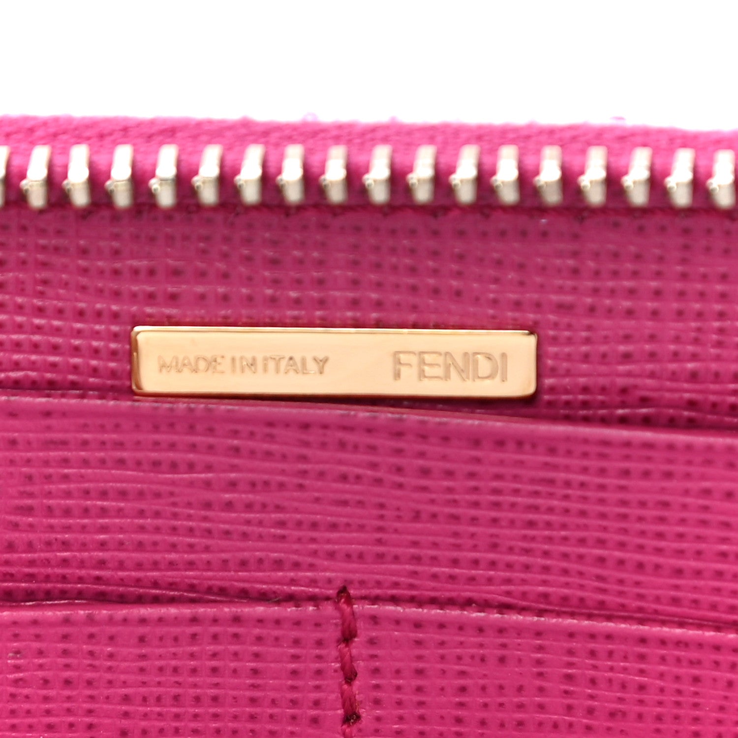 Fendi Zucca Spalmati Vitello Elite Zip Around Wallet Tobacco Ciclamino 6 of 11