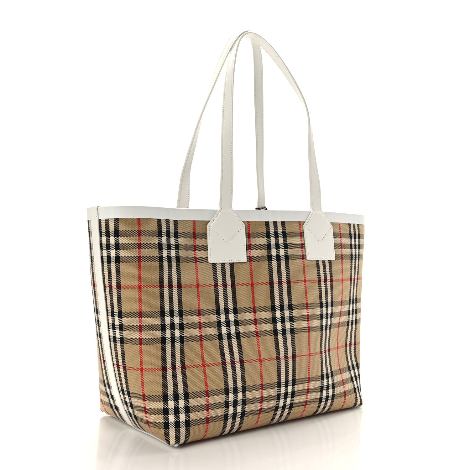 Burberry Cotton Vintage Check Medium London Tote Bag White 4 of 10