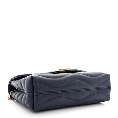 Louis Vuitton Calfskin New Wave Chain Bag MM NM Bleu Nuit 4 of 9