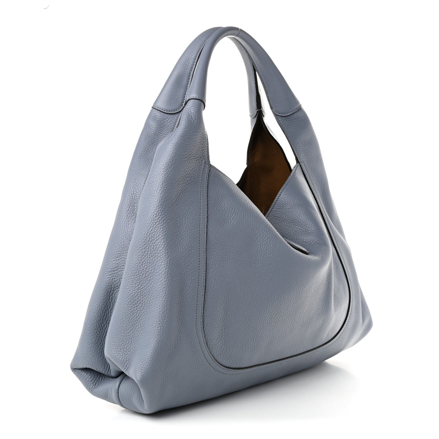 Grained Calfskin Softbit Medium Shoulder Bag Dusty Blue