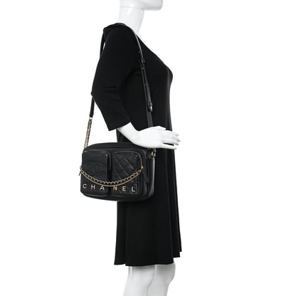 Chanel Calfskin Quilted Large Camera Case Black 2 of 10