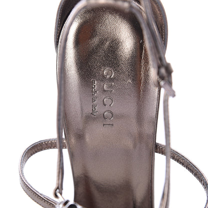 Gucci Metallic Nappa Crystal Interlocking G Ankle Strap Sandals 38.5 Copper 6 of 7