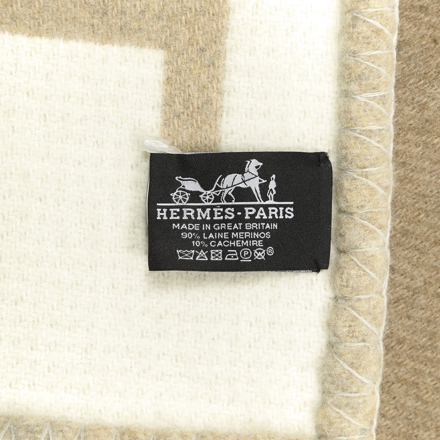 Hermes Wool Cashmere Avalon Vibration Blanket Ecru Naturel 2 of 2