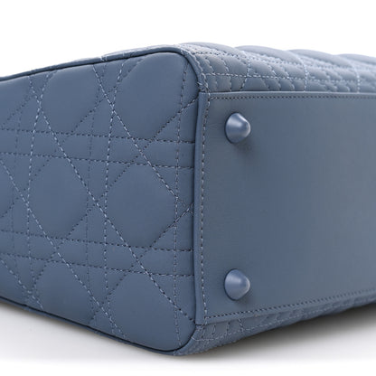 Christian Dior Ultra Matte Calfskin Cannage Large Lady Dior Denim Blue 9 of 10