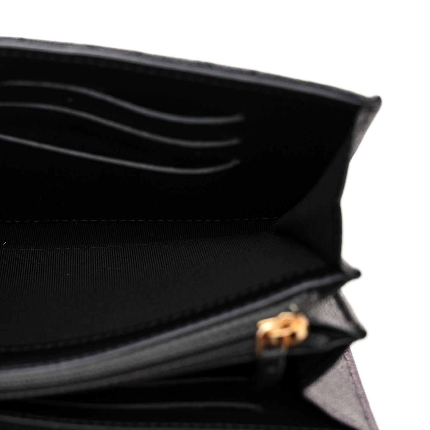 Iridescent Caviar Quilted Medium Flap Wallet Black