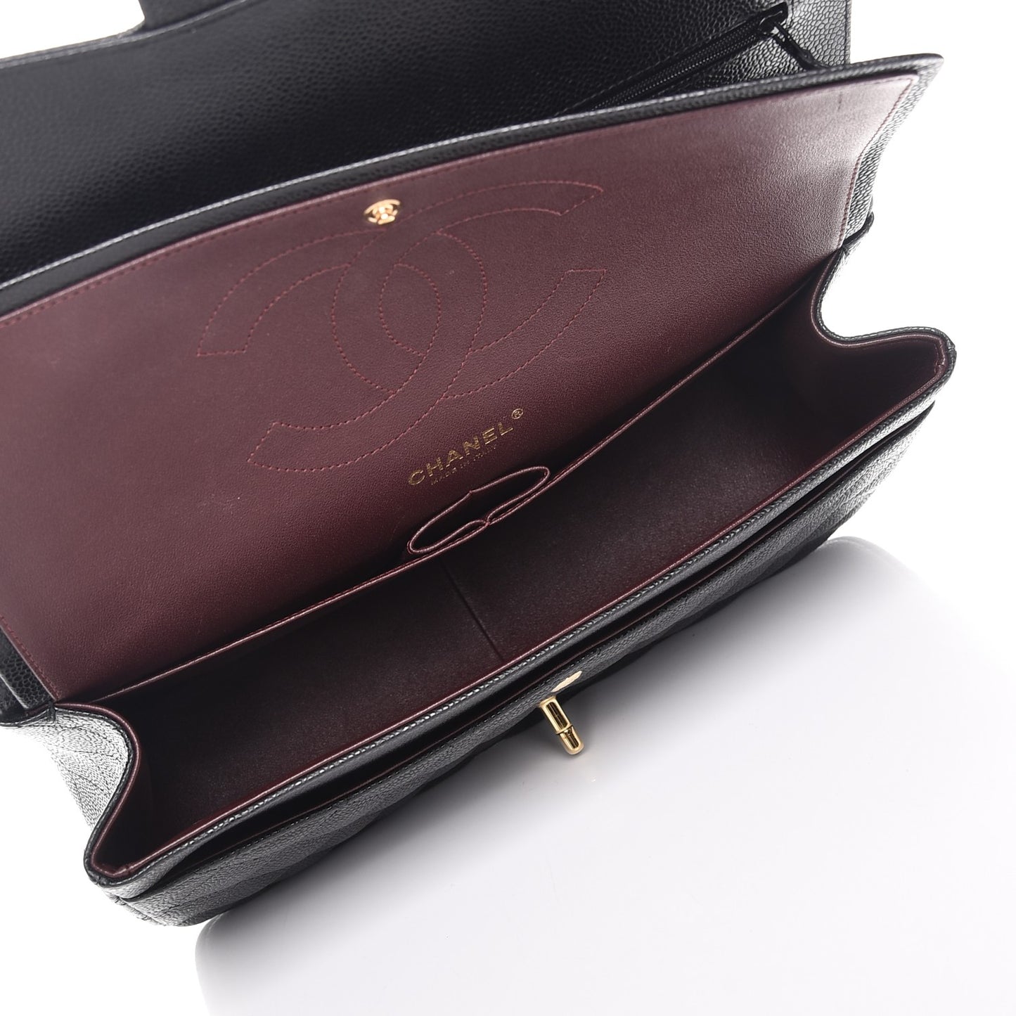 Caviar Quilted Jumbo Double Flap Black