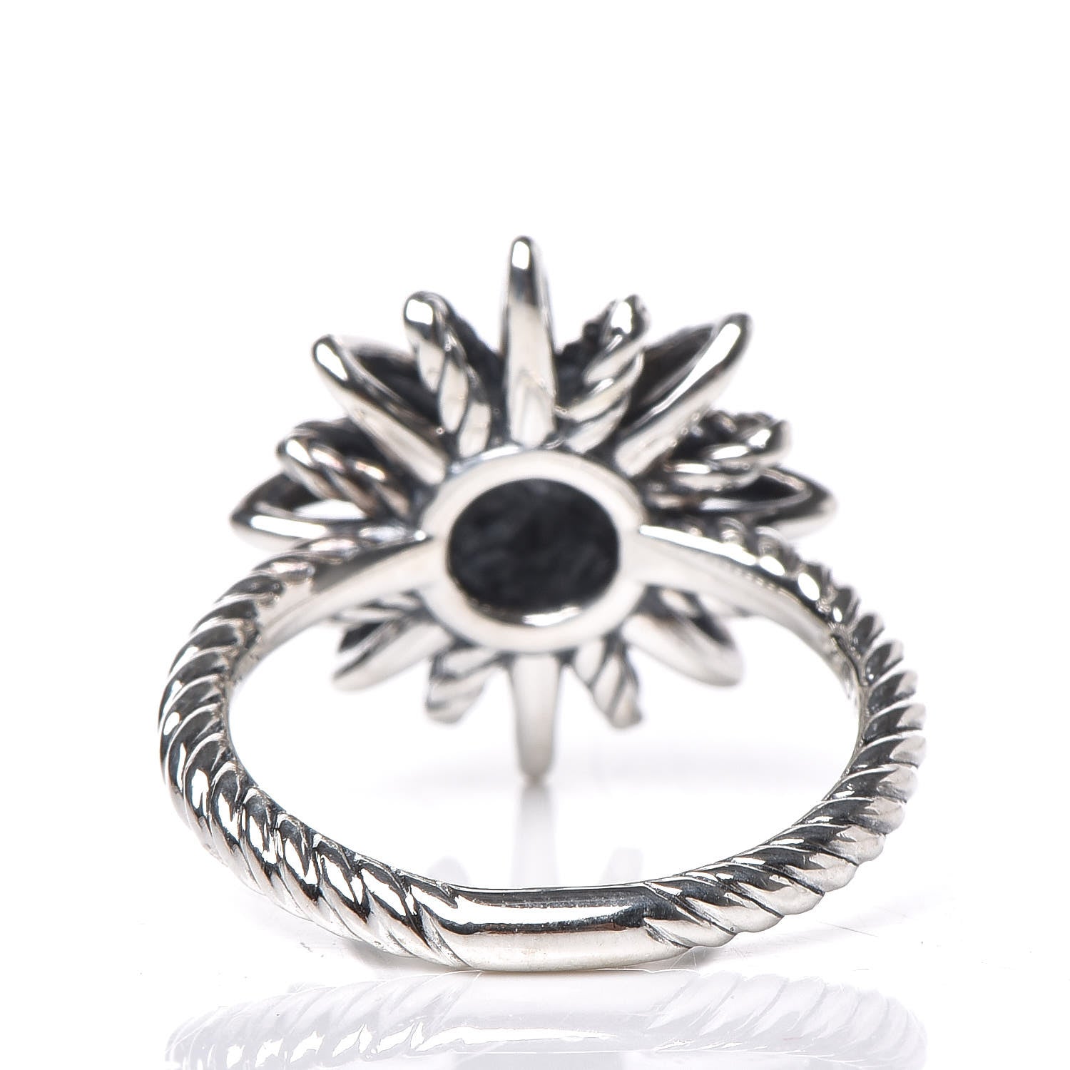 David Yurman Sterling Silver Diamond 16mm Starburst Ring 50 5.25 4 of 5