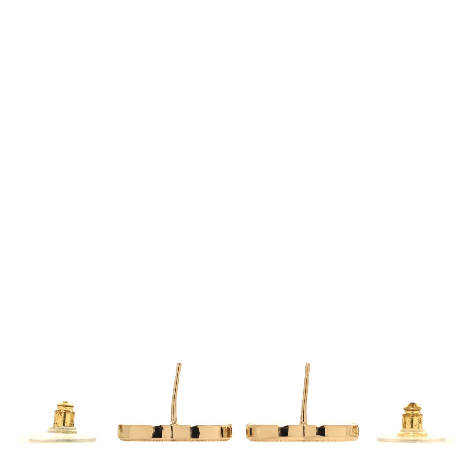Chanel Enamel CC Earrings Gold White 3 of 5