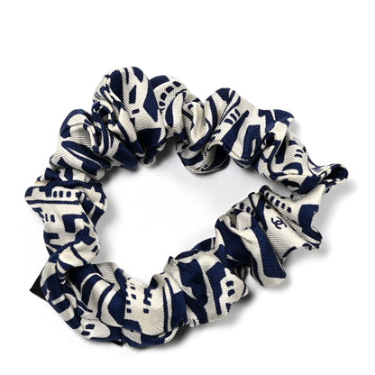 Chanel Silk CC Scrunchie and Scarf Hair Tie Set White Blue 2 of 5