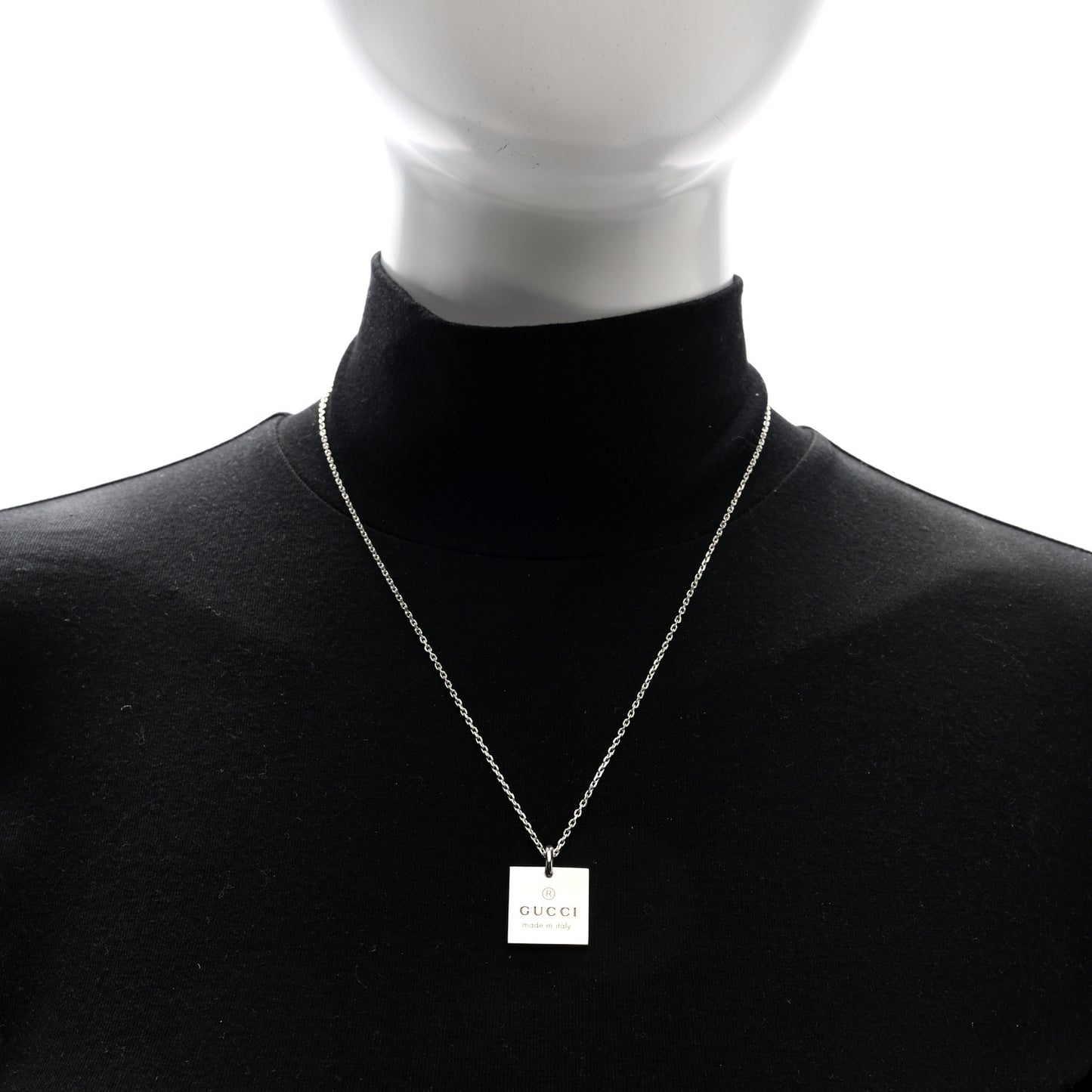 Sterling Silver Trademark Logo Square Pendant Necklace
