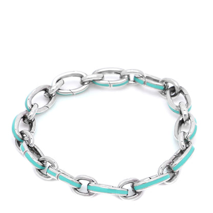 Tiffany Sterling Silver Enamel Clasping Link Bracelet Blue 3 of 5