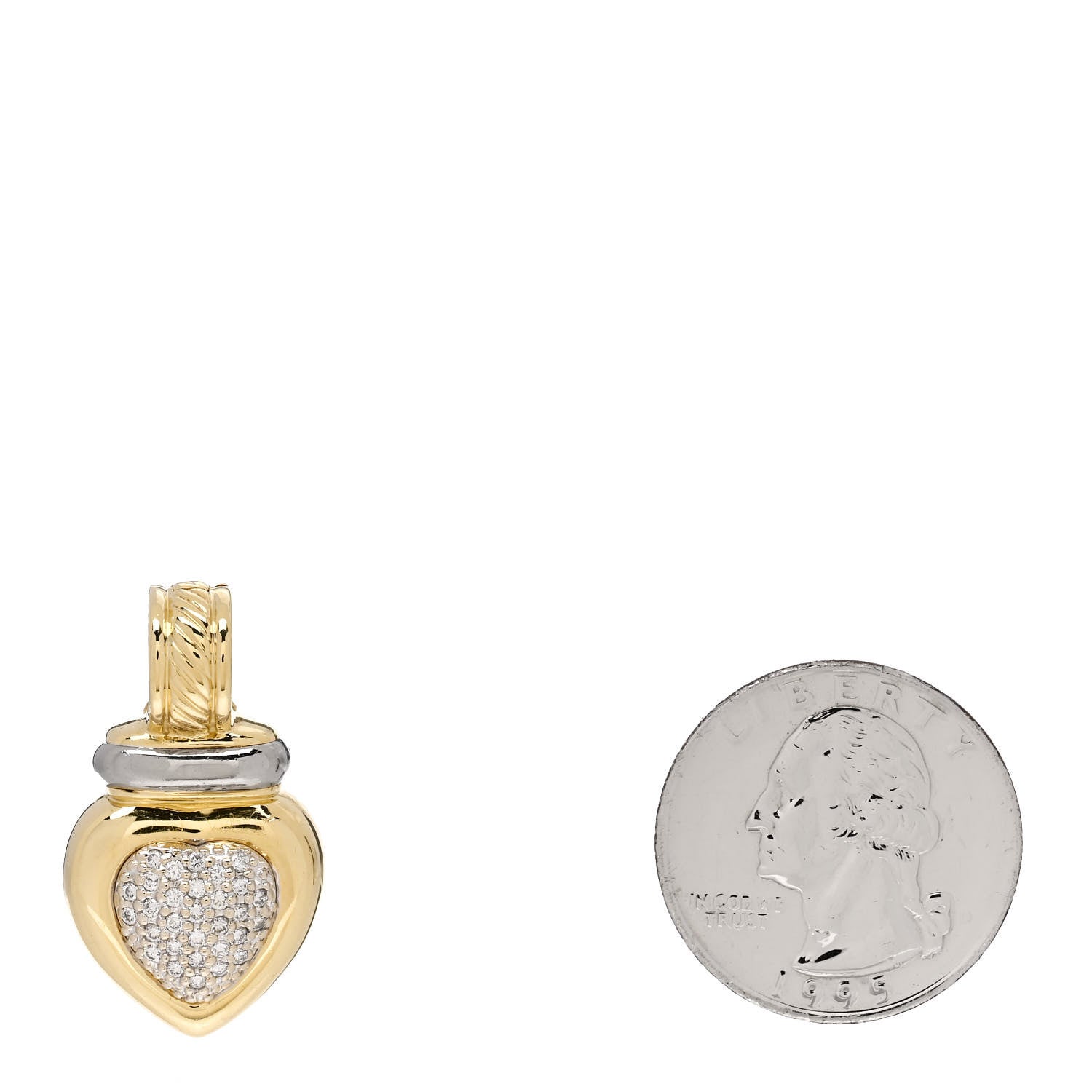 David Yurman 18K Yellow White Gold Diamond Heart Enhancer Pendant 2 of 4