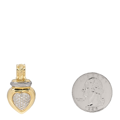 David Yurman 18K Yellow White Gold Diamond Heart Enhancer Pendant 2 of 4