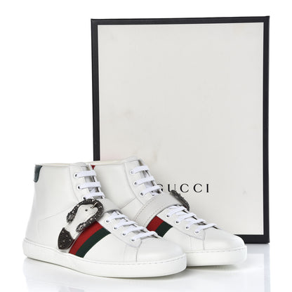 Gucci Calfskin Ayers Web Mens Dionysus High Top Sneakers 9 White 9 of 9