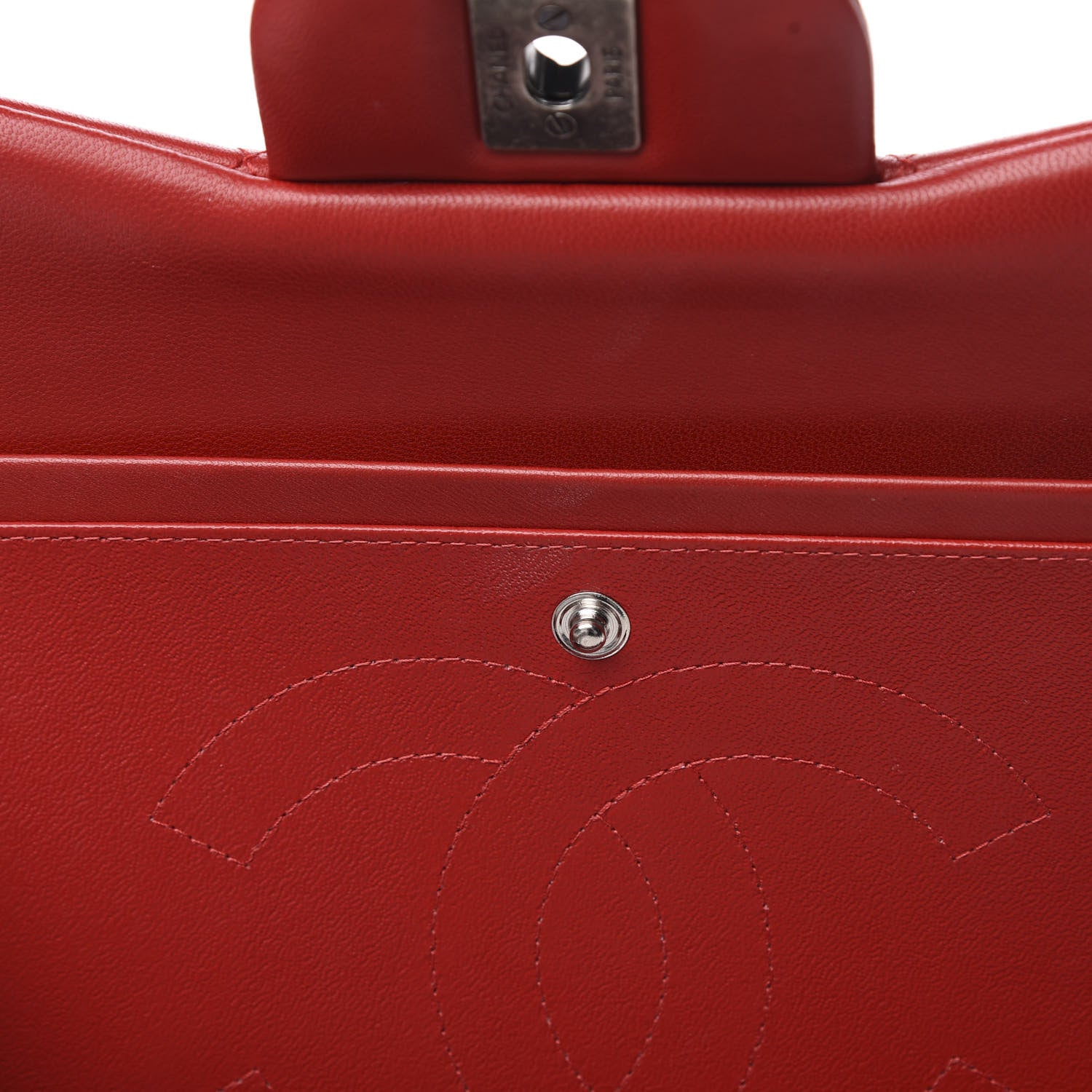 Chanel Lambskin Quilted Jumbo Double Flap Red 13 of 13