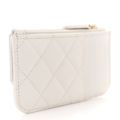 Chanel Caviar Quilted Flap Zip Card Holder White 3 of 10