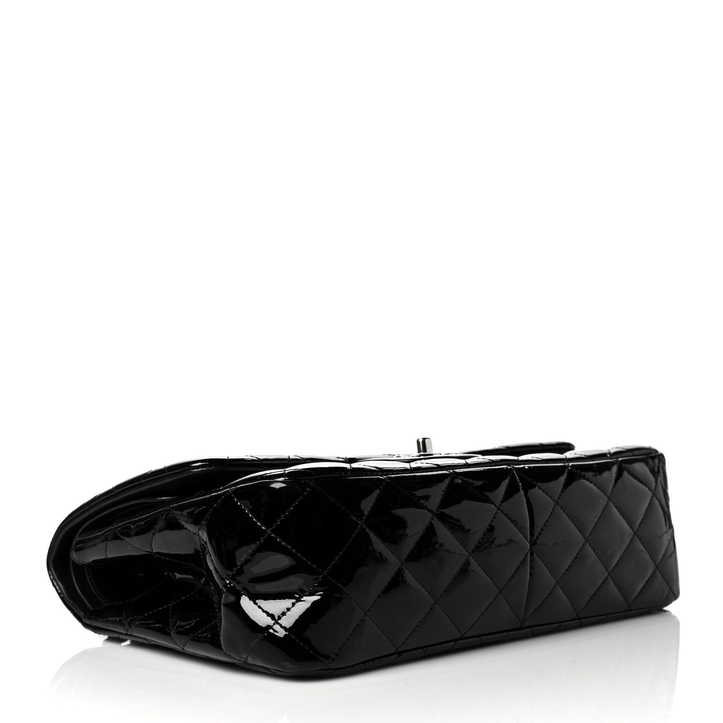 Patent Quilted Jumbo Double Flap Black