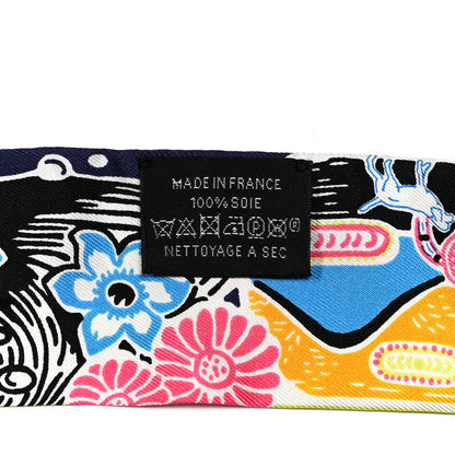 Hermes Silk Bingata Twilly Black Red Multicolor 3 of 4