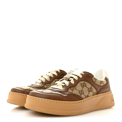 Gucci Calfskin GG Monogram Womens Platform 55mm Sneakers 38.5 Hezelnut Beige Ebony Mystic White 4 of 10