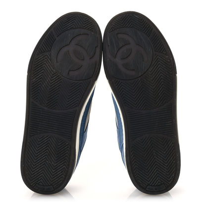 Chanel Suede Kidskin Womens CC Sneakers 37 White Blue 7 of 15