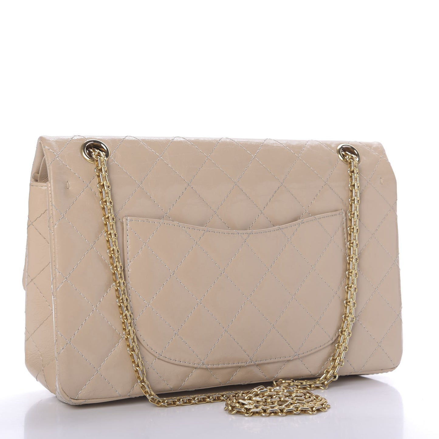 Distressed Patent Quilted 2.55 Reissue 226 Flap Beige