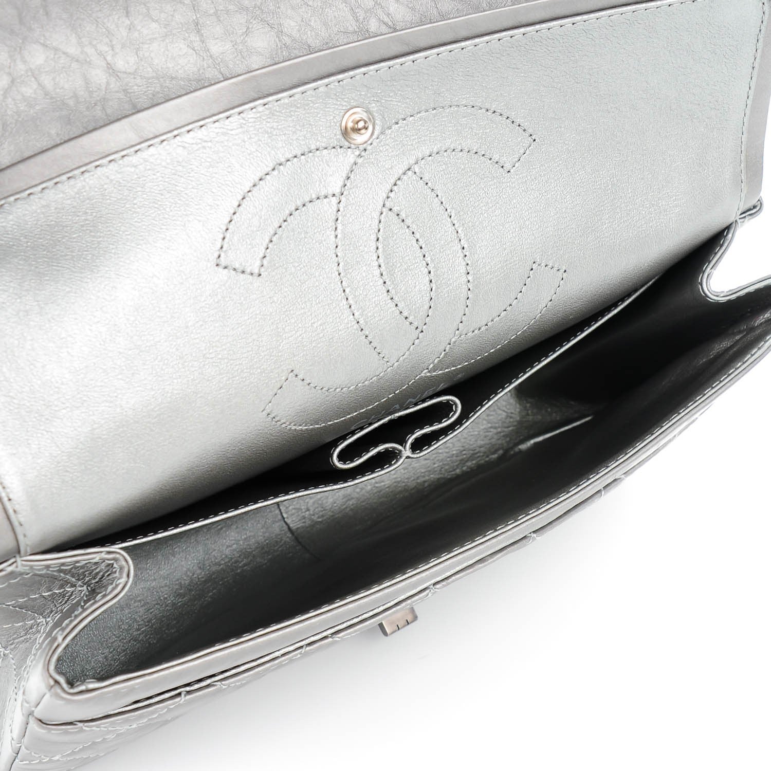 Chanel Metallic Aged Calfskin Quilted 2.55 Reissue 227 Dark Silver 5 of 8