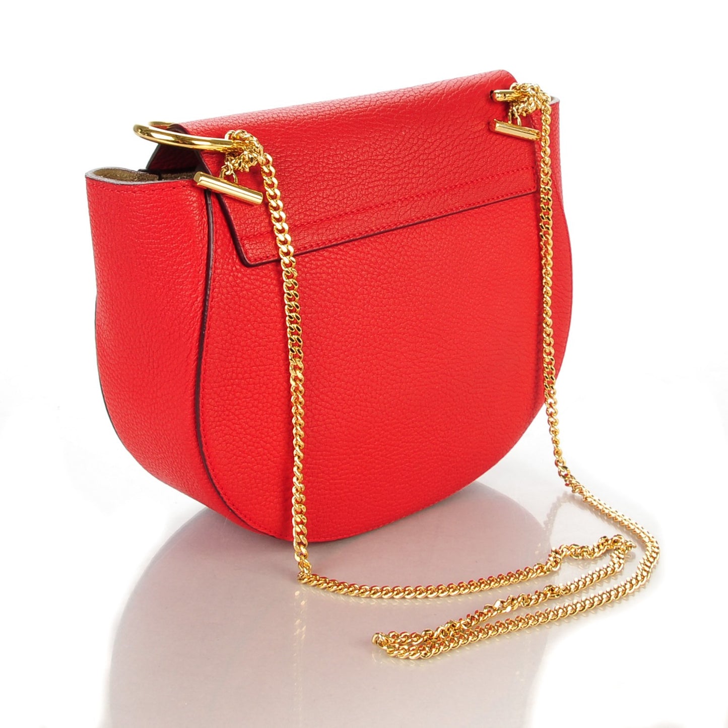 Grained Lambskin Medium Drew Shoulder Bag Plaid Red