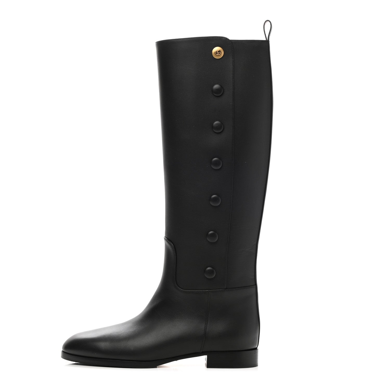 Gucci Calfskin Buttons Lifford Knee High Boots 38 Black 1 of 8
