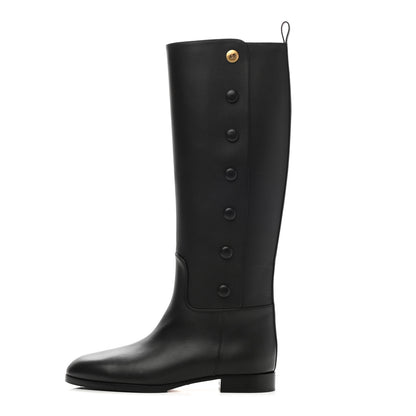 Gucci Calfskin Buttons Lifford Knee High Boots 38 Black 1 of 8