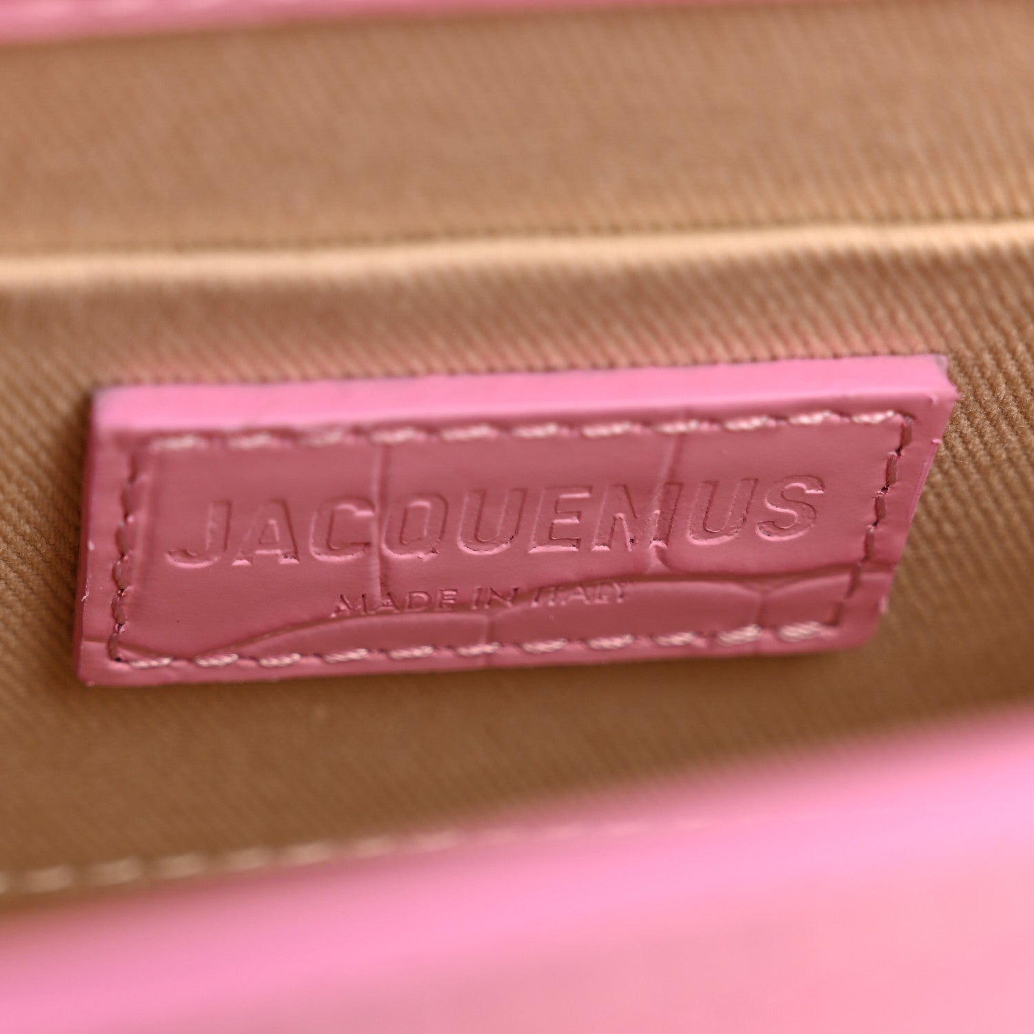 Jacquemus Calfskin Crocodile Embossed Le Chiquito Pink 6 of 9