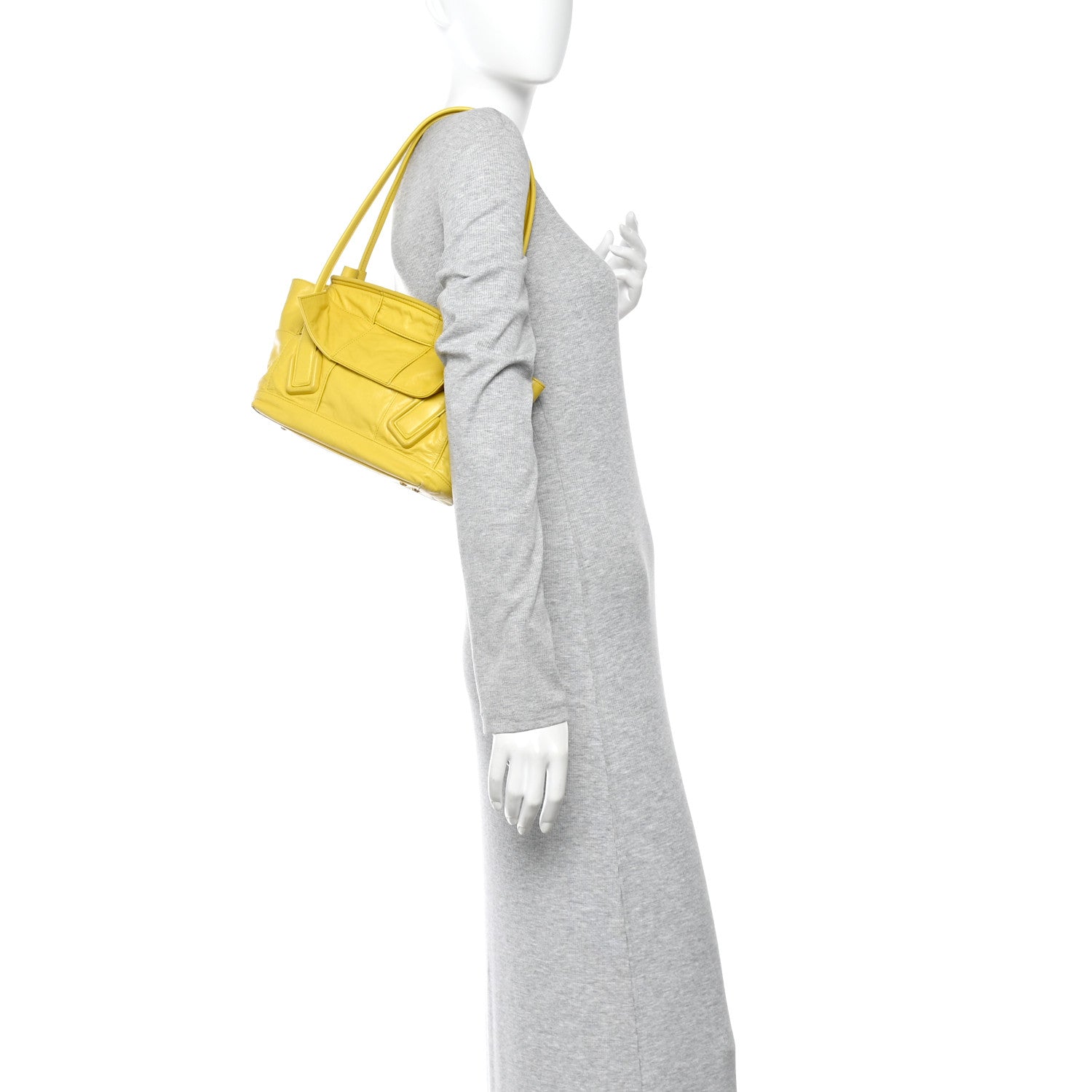 Bottega Veneta Paper Calfskin Maxi Intrecciato Medium Arco Yellow 2 of 9