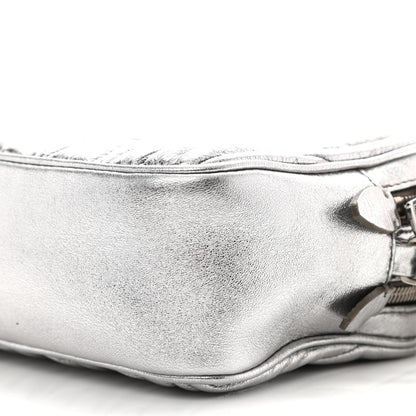 Miu Miu Metallic Nappa Matelasse Double Zip Pochette Clutch Cromo 10 of 10