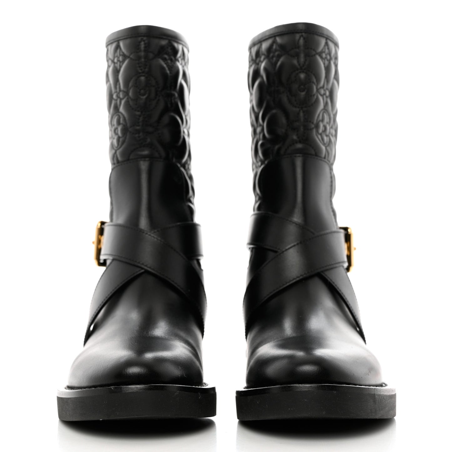 Calfskin Embossed Monogram Rebellion Half Boots 37.5 Black