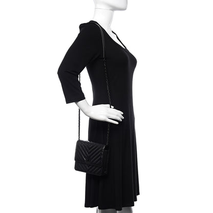 Chanel Aged Calfskin Chevron Quilted Reissue 2.55 Square Wallet On Chain WOC So Black 2 of 12