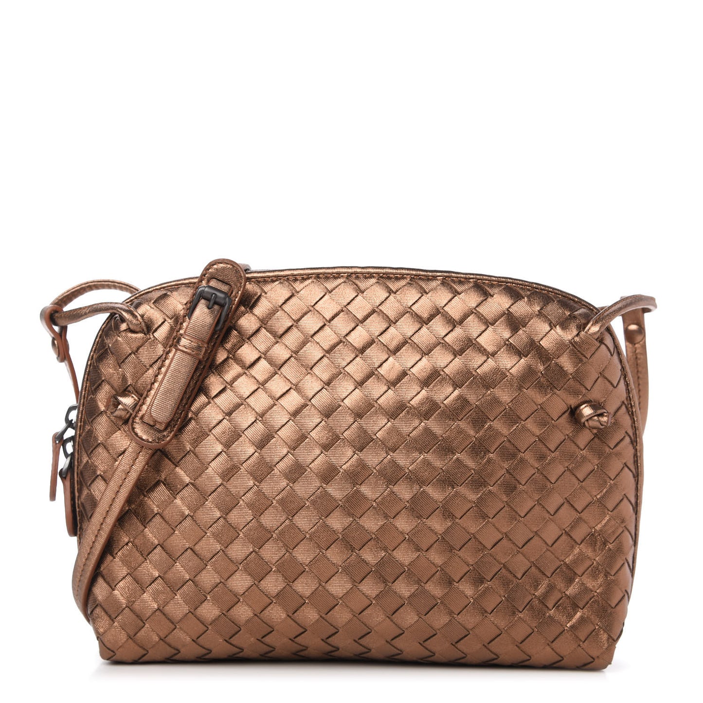 Metallic Grosgrain Intrecciato Nodini Crossbody Messenger Copper
