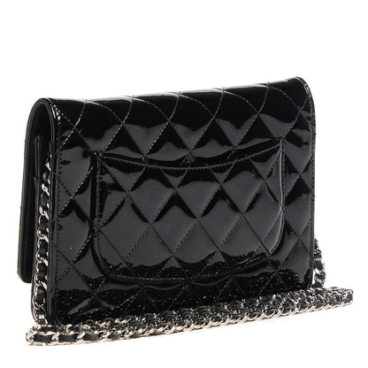 Chanel Patent Quilted Wallet On Chain WOC Black 3 of 8