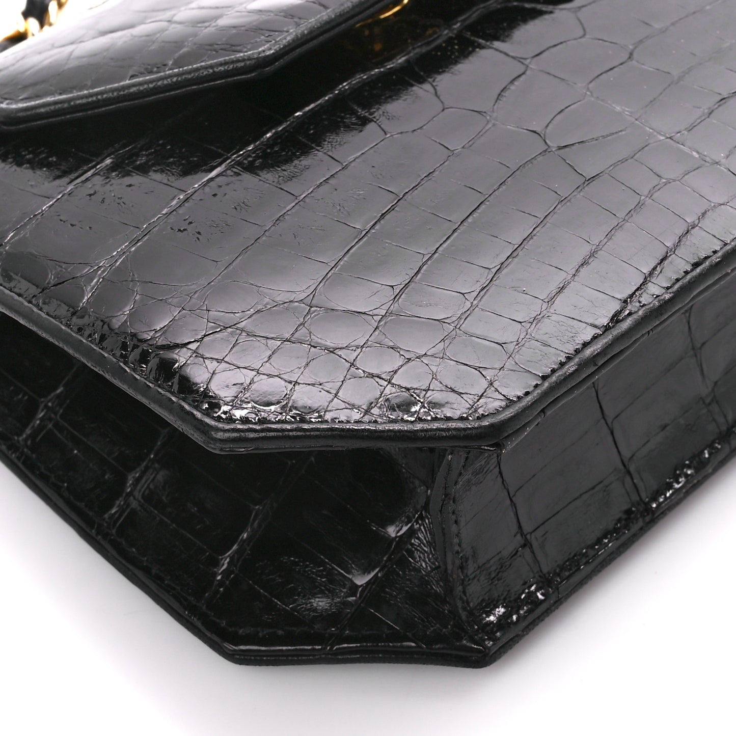 Shiny Crocodile Flap Black