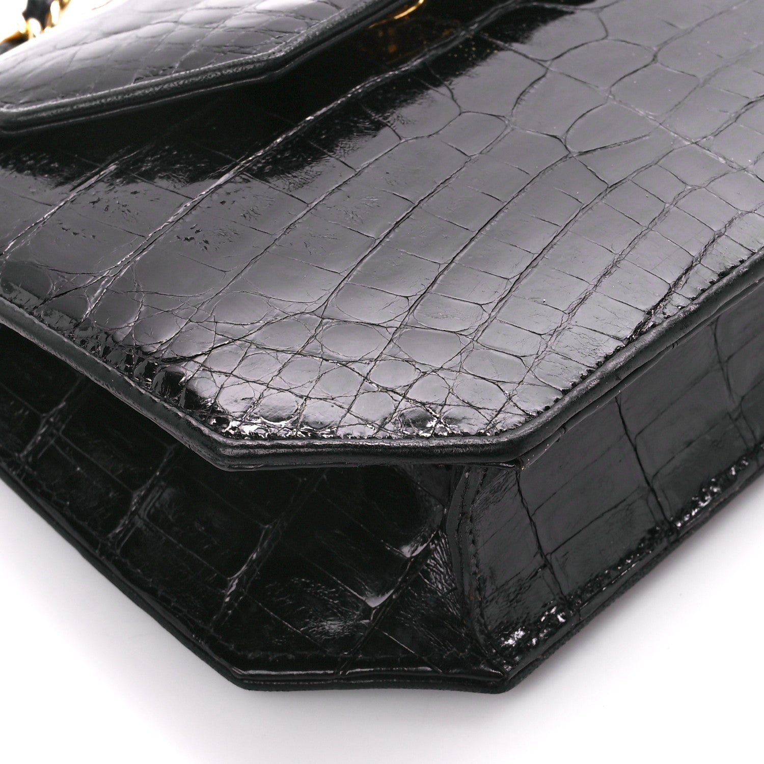 Chanel Shiny Crocodile Flap Black 12 of 13