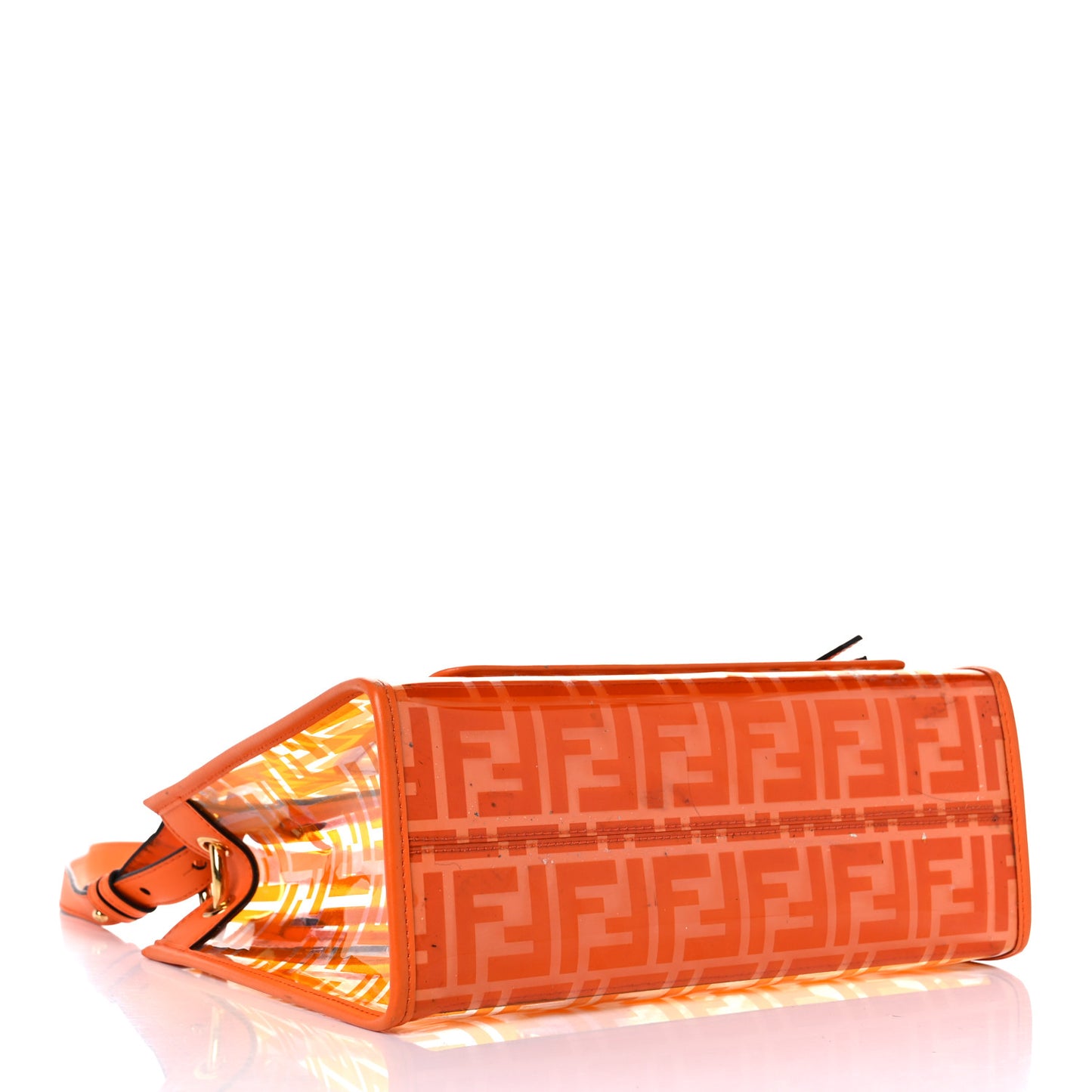 TPU FF Vitello Century Plexiglass Small Runaway Shopper Tote Aranciata