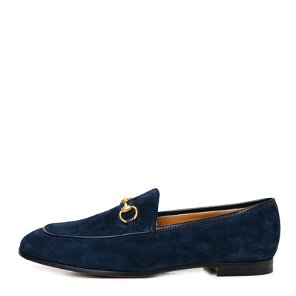 Gucci Suede Horsebit Womens Jordaan Loafers 38.5 Blue 1 of 8