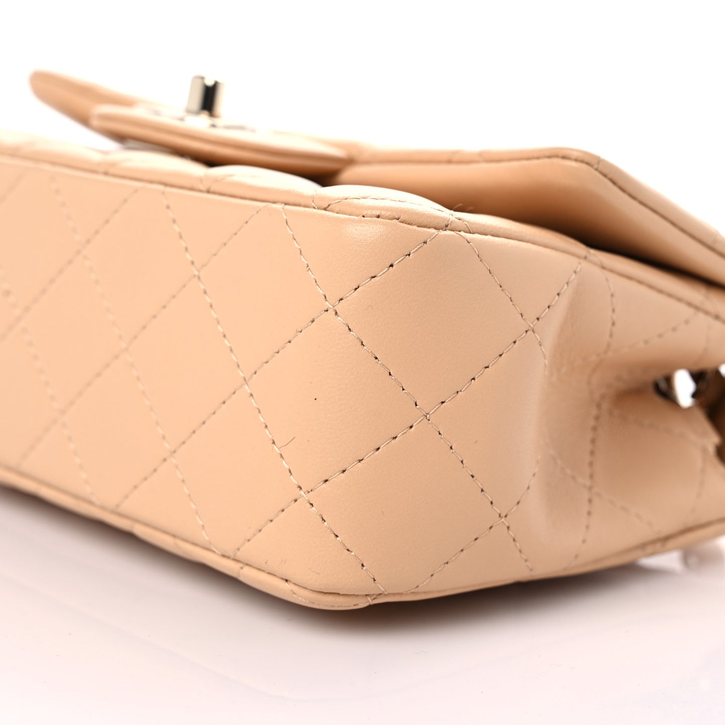 Lambskin Quilted Mini Rectangular Flap Beige