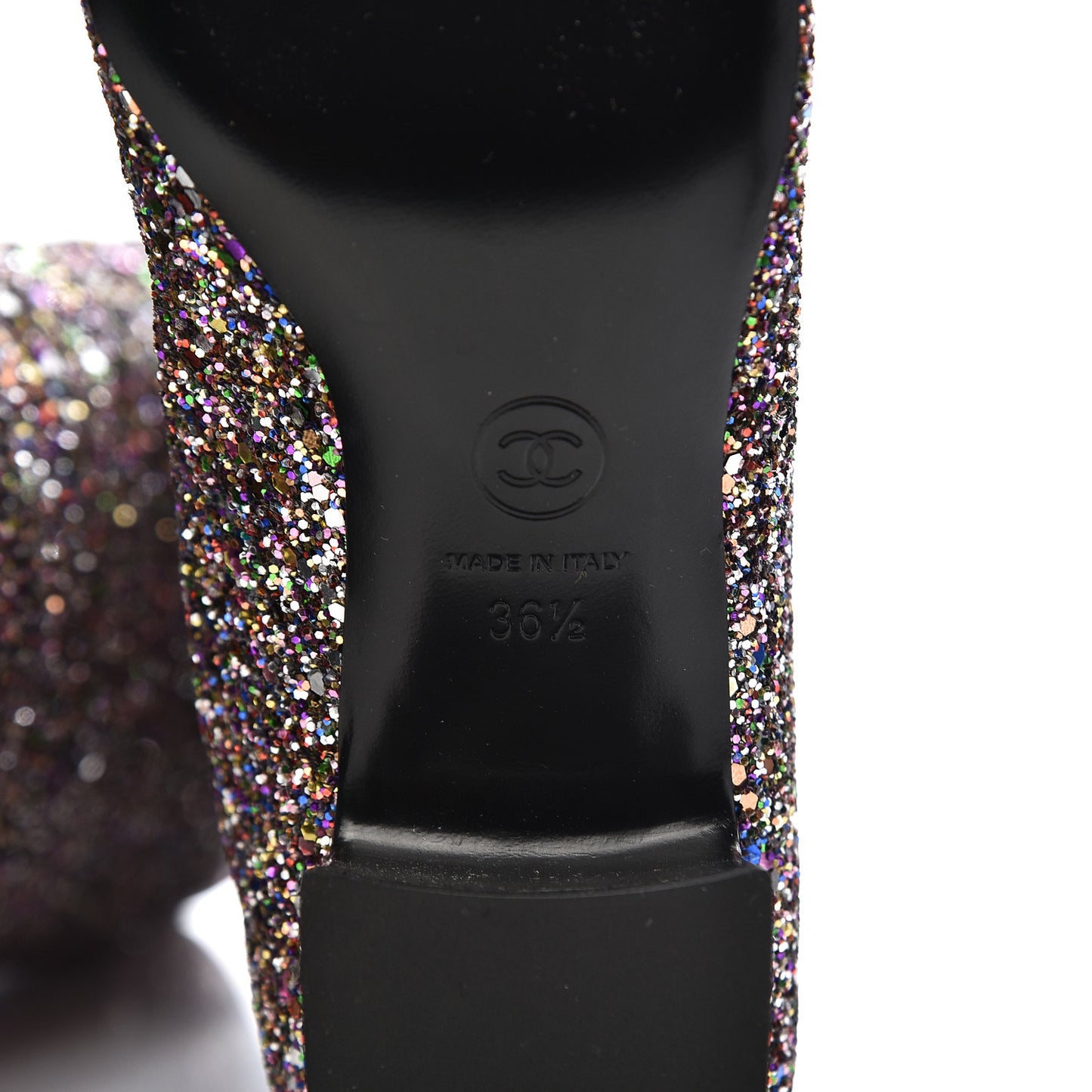 Glitter Patent Calfskin Cap Toe Fantasy High Boots 36.5 Multicolor Black