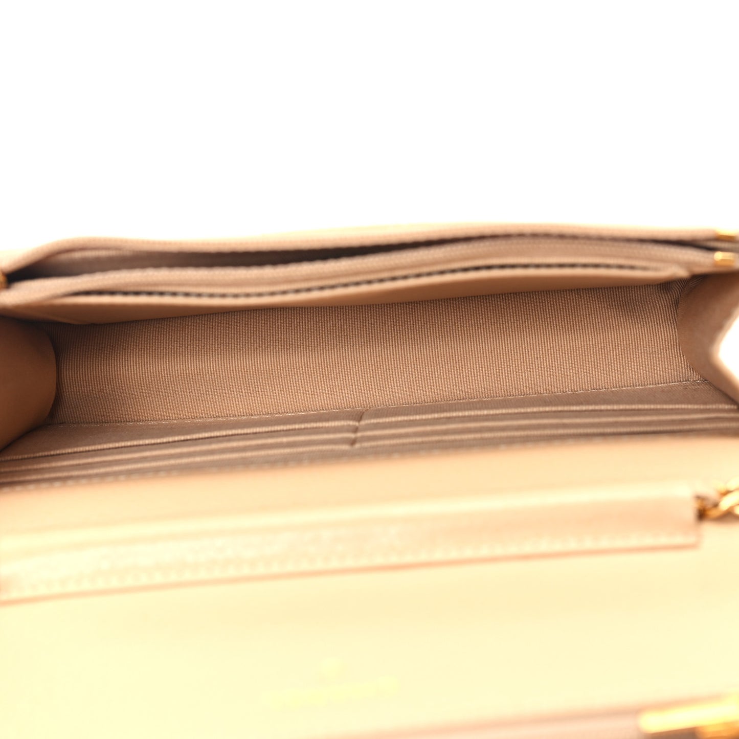 Caviar Quilted Wallet on Chain WOC Beige