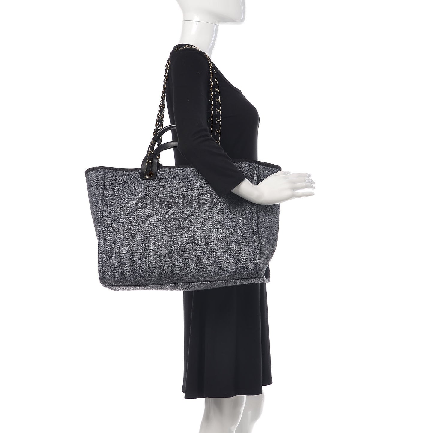 Woven Straw Raffia Large Deauville Tote Grey