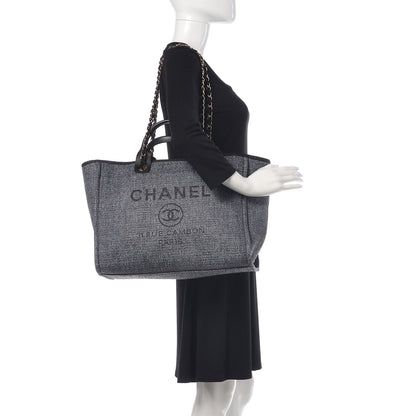 Chanel Woven Straw Raffia Large Deauville Tote Grey 3 of 11