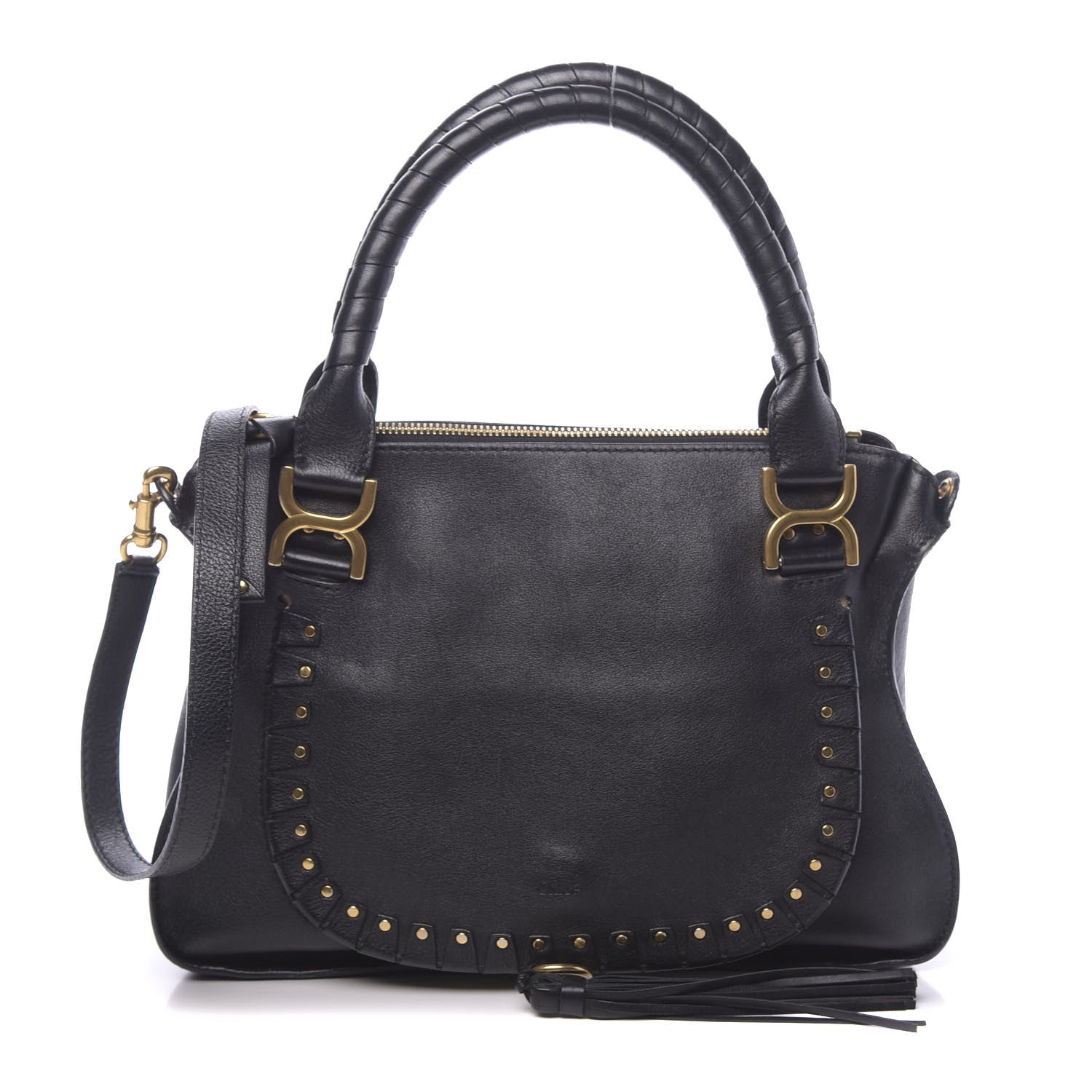 Chloe Calfskin Studded Medium Marcie Satchel Black 1 of 12