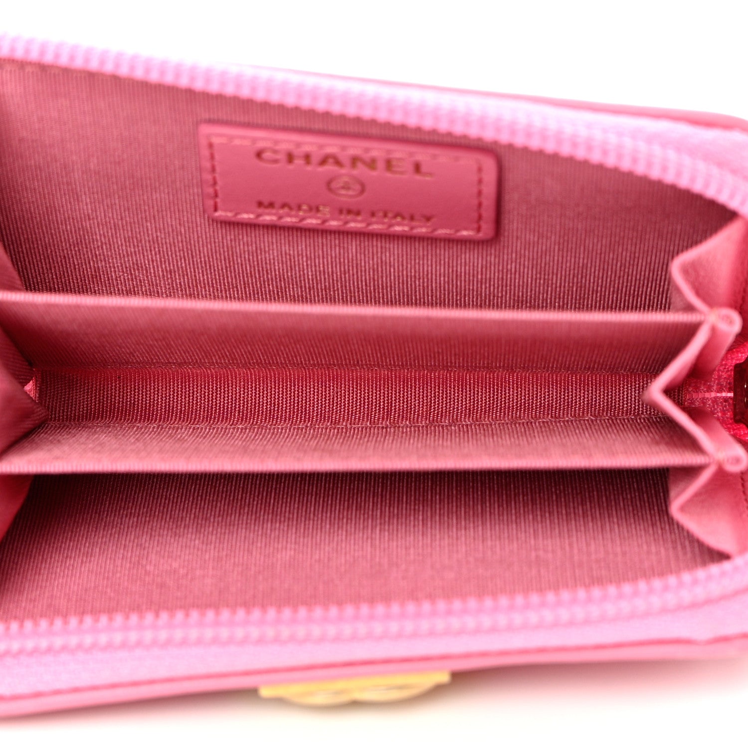 Chanel Lambskin Quilted Boy Zip Around Coin Purse Wallet Pink 5 of 14